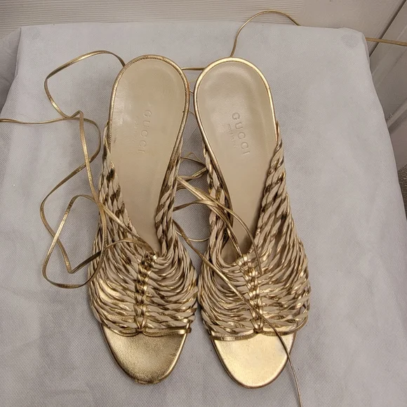 Gucci wrap ankle heel women shoe size 8